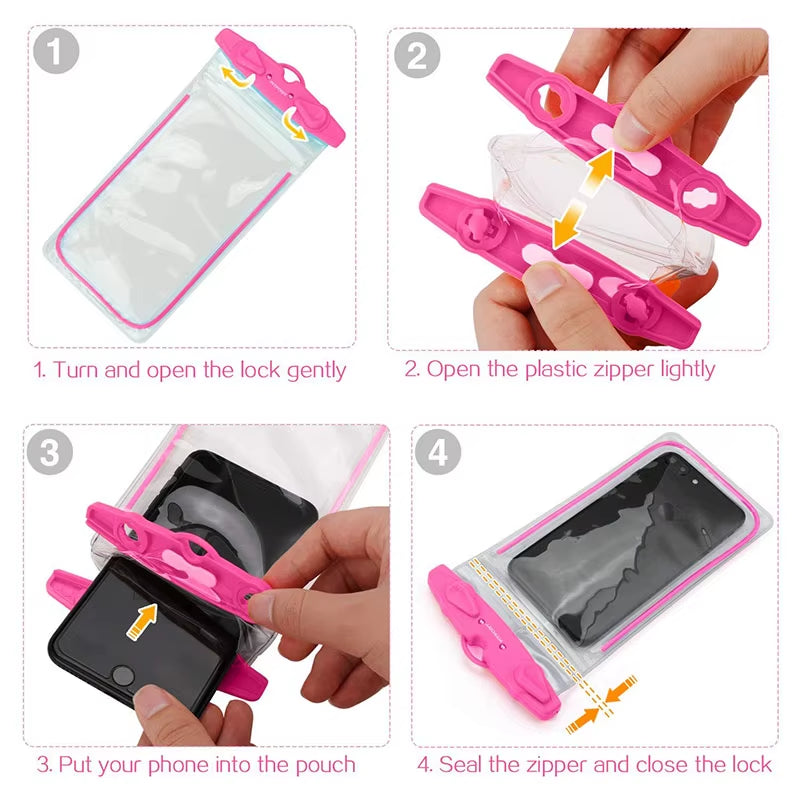 Waterproof Phone Pouch Drift Diving Swimming Bag Underwater Dry Bag Case Cover for Phone Water Sports Beach Pool Skiing 6 Inch