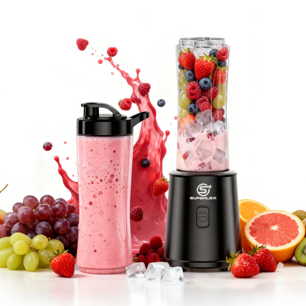 SUPERLEX Electric Juice Maker Portable Blender Smoothie Fruit Machine W/2 Bottle