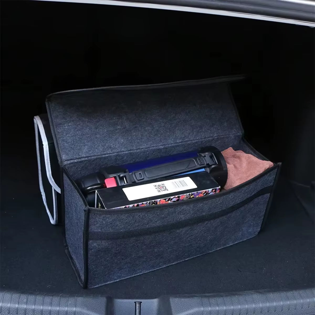1PC Dark Gray Car Felt Storage Box Car Storage Bag Enlarged and Thickened Soft Felt Storage Box Household Storage Box