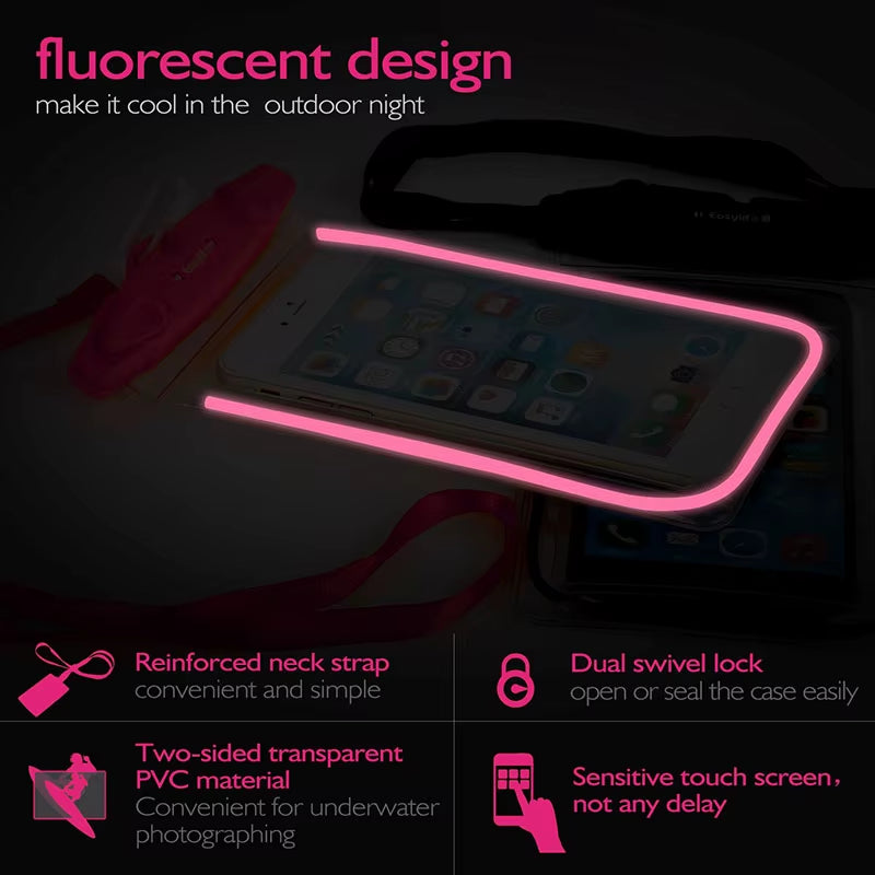 Waterproof Phone Pouch Drift Diving Swimming Bag Underwater Dry Bag Case Cover for Phone Water Sports Beach Pool Skiing 6 Inch