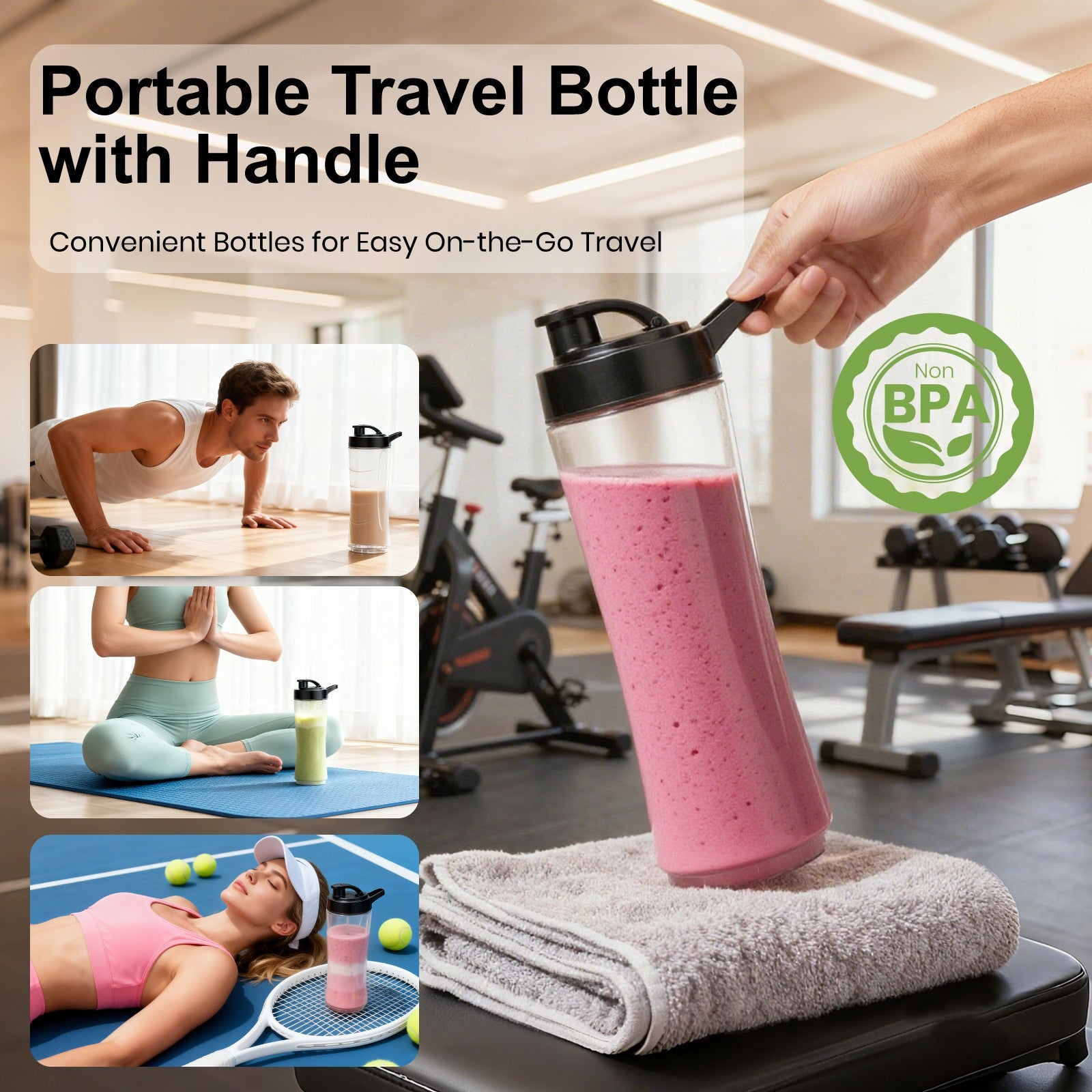 SUPERLEX Electric Juice Maker Portable Blender Smoothie Fruit Machine W/2 Bottle