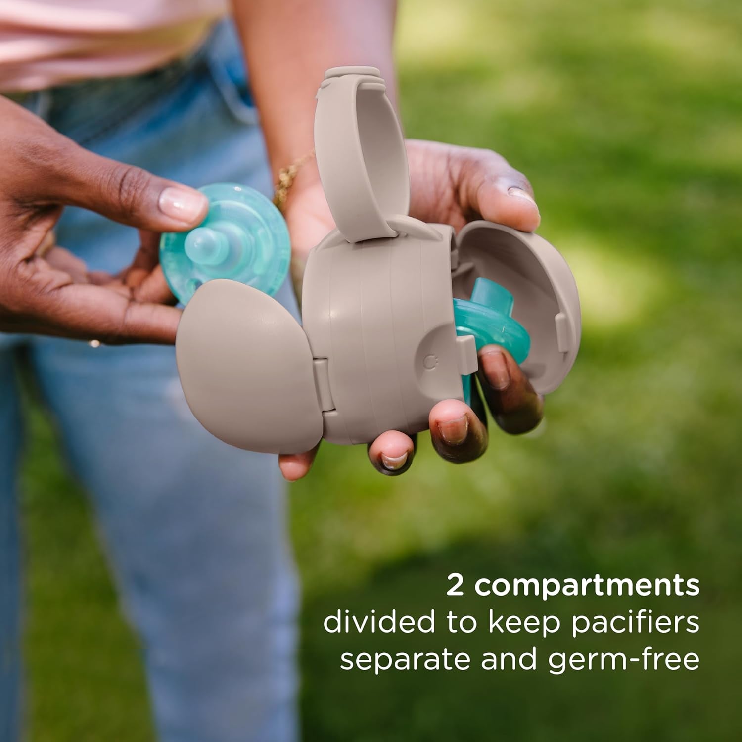 On-The-Go Dual Soother Pod, Keep'S Baby'S Binkies Clean and Accessible, Portable for Travel, Nappy Bag Accessory Must Have for Newborns, Taupe | Keeps Pacifiers Clean and Separated, Travel Diaper Bag Accessory for Newborns