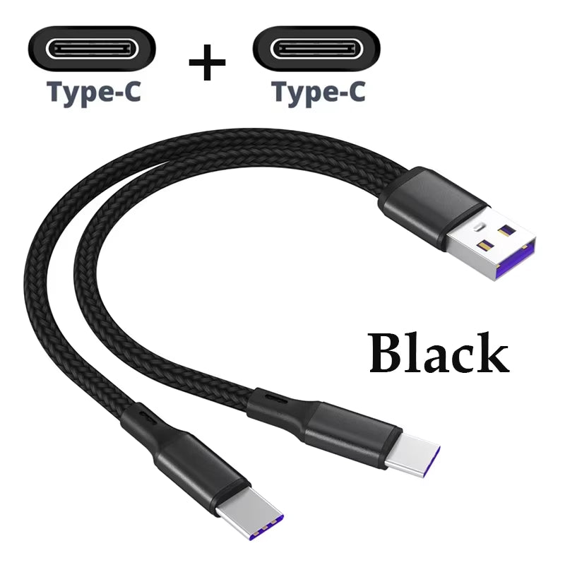 1.2M 2-In-1 Data Cable Type C Micro Fast Charging Cable Y Splitter 5A Fast Charging Cable for Samsung Huawei Xiaomi Wire Cords