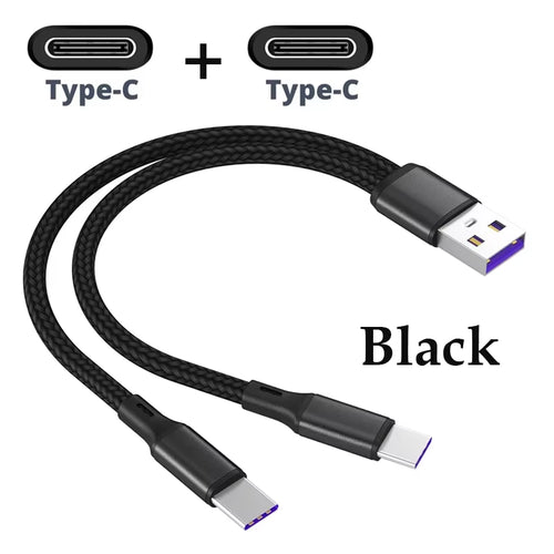 1.2M 2-In-1 Data Cable Type C Micro Fast Charging Cable Y Splitter 5A Fast Charging Cable for Samsung Huawei Xiaomi Wire Cords