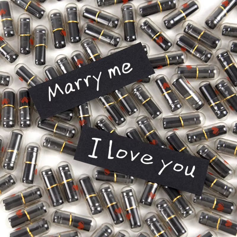100Pcs Message Capsule Mini Wish Notes Love Pill with Roll Papers Wedding Valentines Day Birthday Party Gift Decoration Supplies