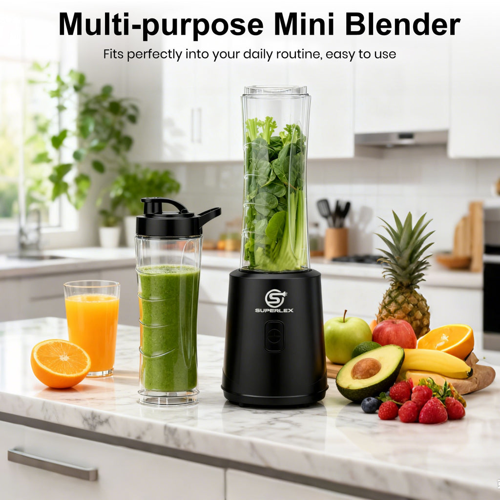 SUPERLEX Electric Juice Maker Portable Blender Smoothie Fruit Machine W/2 Bottle