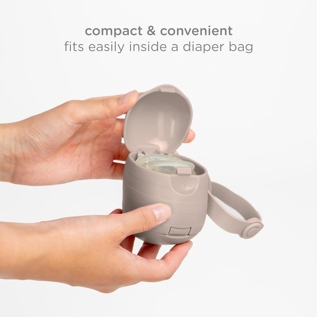 On-The-Go Dual Soother Pod, Keep'S Baby'S Binkies Clean and Accessible, Portable for Travel, Nappy Bag Accessory Must Have for Newborns, Taupe | Keeps Pacifiers Clean and Separated, Travel Diaper Bag Accessory for Newborns