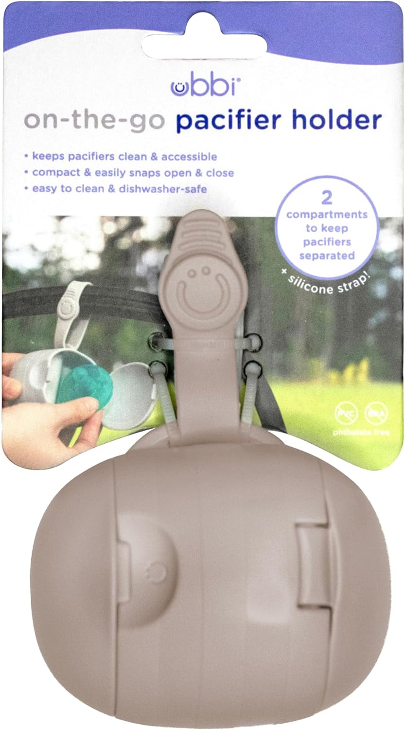 On-The-Go Dual Soother Pod, Keep'S Baby'S Binkies Clean and Accessible, Portable for Travel, Nappy Bag Accessory Must Have for Newborns, Taupe | Keeps Pacifiers Clean and Separated, Travel Diaper Bag Accessory for Newborns