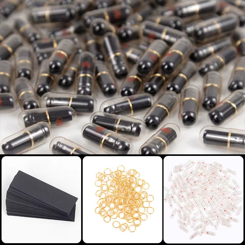 100Pcs Message Capsule Mini Wish Notes Love Pill with Roll Papers Wedding Valentines Day Birthday Party Gift Decoration Supplies